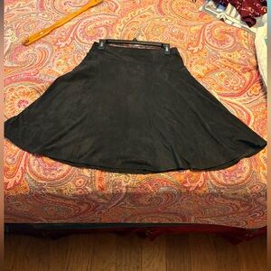 Max Studio Black Flate  Faux Suede Skirt NWOT
